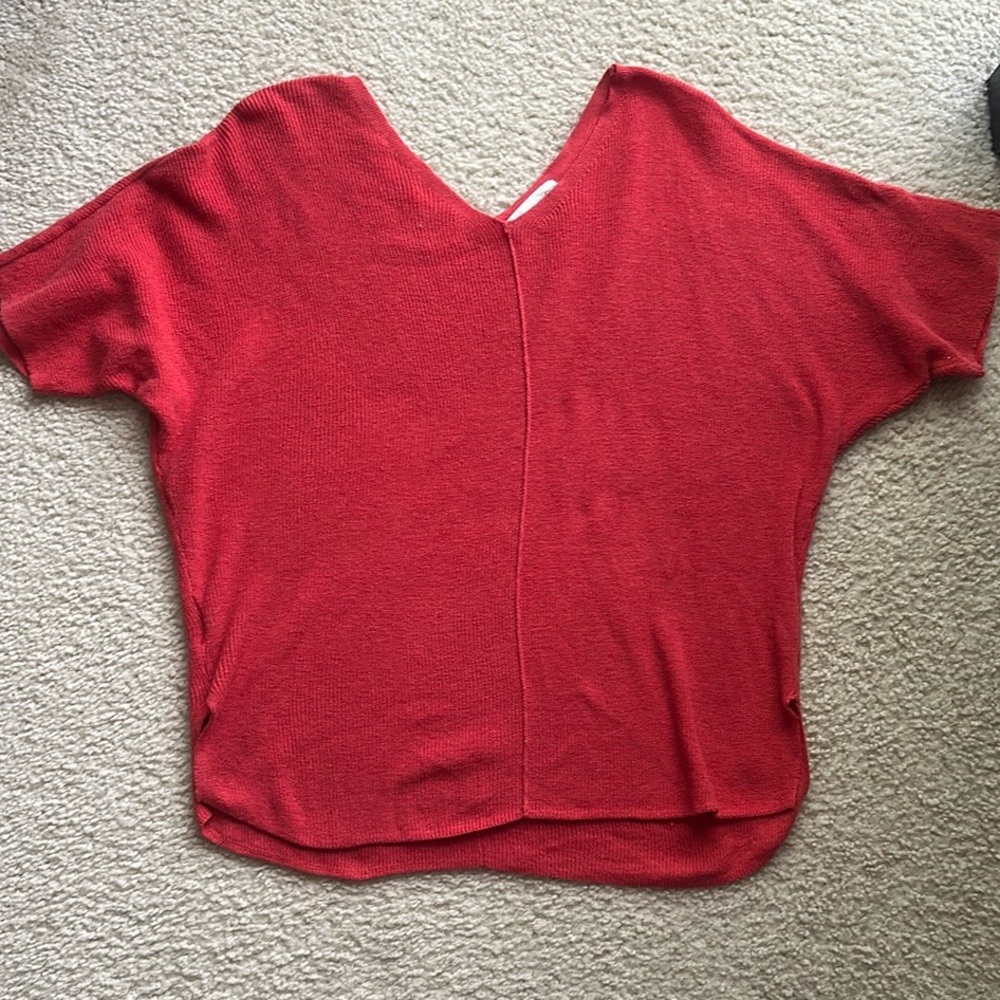 Lou & Grey LOFT Sweater Orange Coral Lightweight Knit Dolman Sleeve Pullover